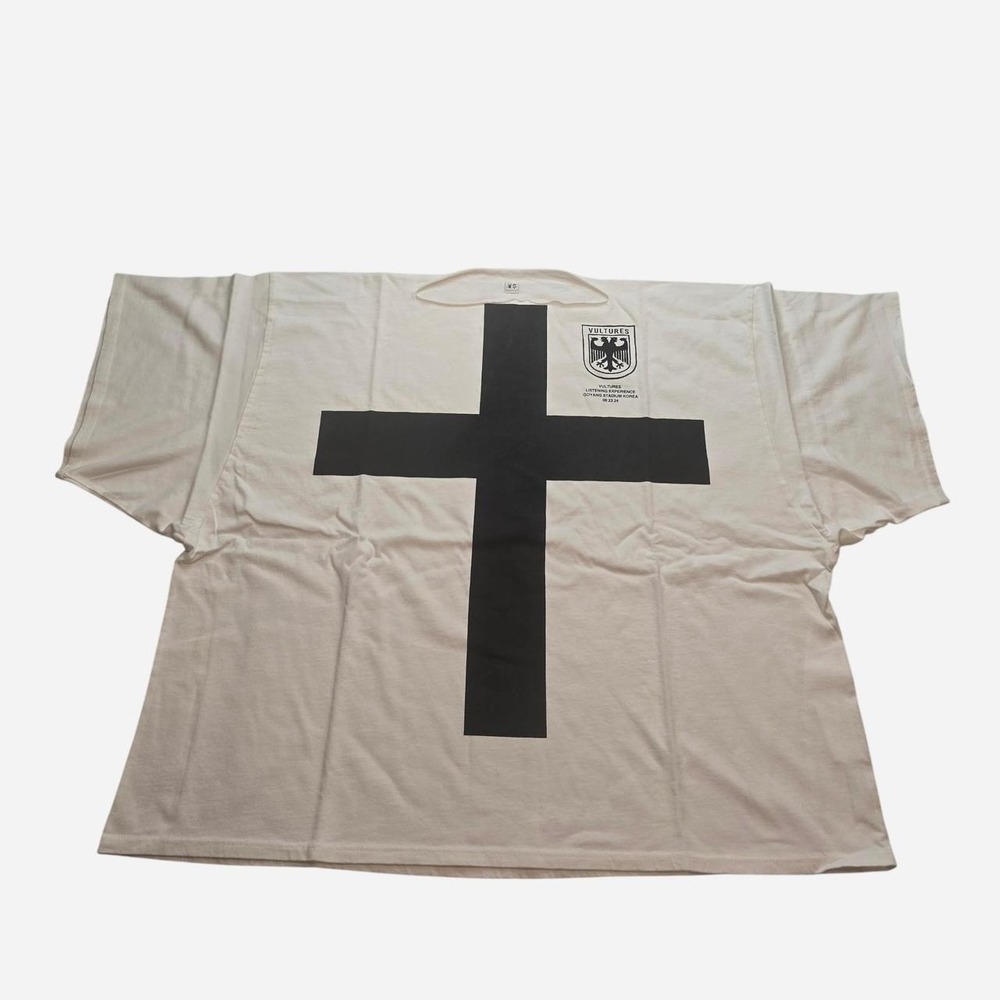 Kanye West Vultures Graphic Cross Exclusive Oversized White Shirt Mens - Large